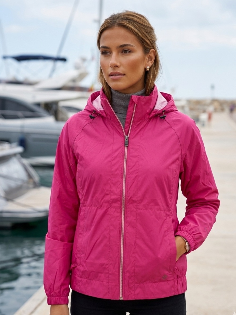 Columbia Pink Omni-Shield Hooded Rain Windbreaker Jacket Coat